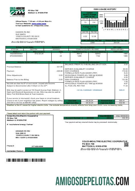 para download USA Coles – Modelo de fatura de serviços públicos Moultrie em formatos Word e PDF